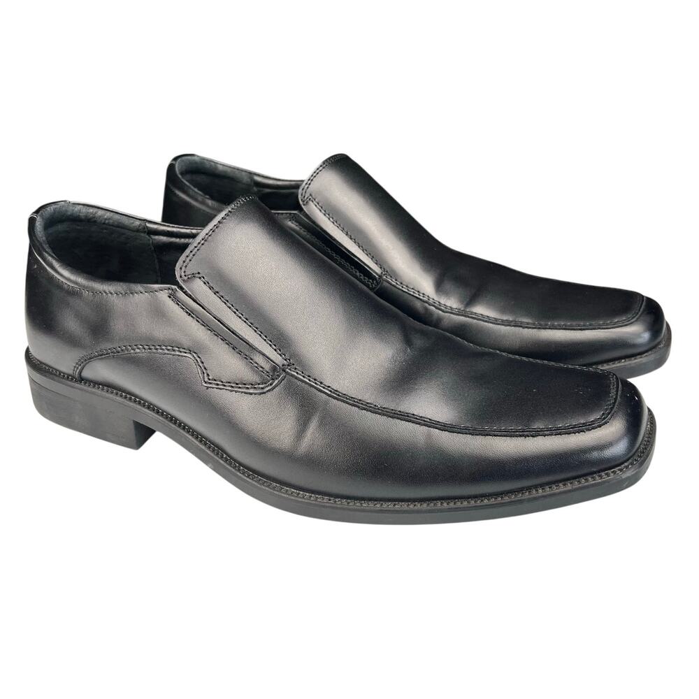 Perry Ellis Portfolio Mens Slip On Leather Loafers Kent Black Dress Shoes 10